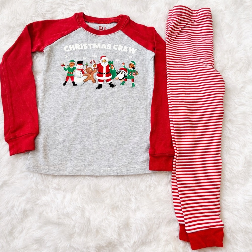 PJ Place Christmas Crew Pajama Set 4T Santa Elf Gingerbread Holiday PJs  EUC